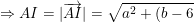 \dpi{100} \small \Rightarrow AI=|\overrightarrow{AI}|=\sqrt{a^2+(b-6)^2}